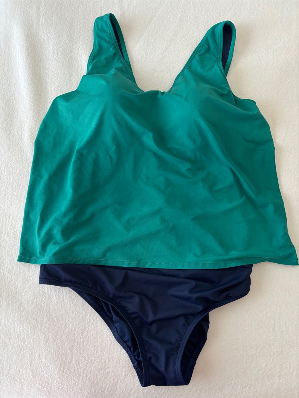 Lands' End Teal Tankini Top with Navy Bottom, One-Piece, size XL
